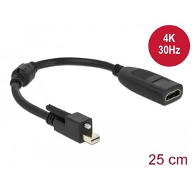 Delock Adapter mini DisplayPort 1.2 male with screw  HDMI female 4K Active black