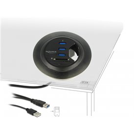 Delock In-Desk Hub 3 Port USB 3.0 + 2 Slot SD Card Reader