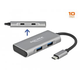 Delock External USB 3.2 Gen 2 USB Type-C™ Hub with 2 x USB Type-A and 2 x USB Type-C™
