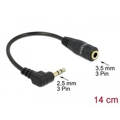 Delock Cable Audio Stereo 2.5 mm male angled  3.5 mm female 3 pin 14 cm