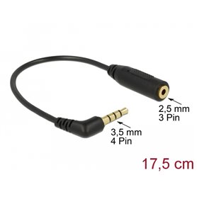 Delock Audio Cable Stereo jack 3.5 mm 4 pin male angled > Stereo jack 2.5 mm 3 pin female