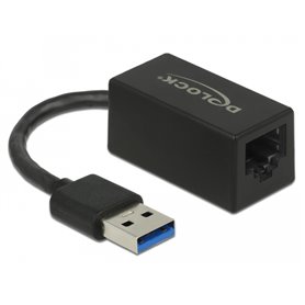 Delock Adapter SuperSpeed USB (USB 3.2 Gen 1) with USB Type-A male  Gigabit LAN 10/100/1000 Mbps compact black