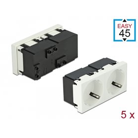 Delock Easy 45 Grounded Power Socket 2-way with a 45° arrangement 45 x 45 mm 5 pieces