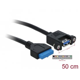 Delock Cable USB 3.0 pin header female  1 x USB 3.0-A female