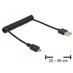 Delock Cable USB 2.0-A male  USB micro-B male coiled cable