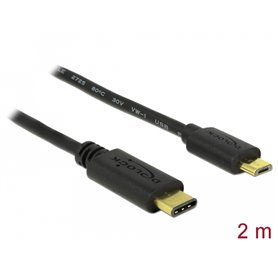 Delock Cable USB Type-C™ 2.0 male  USB 2.0 Type Micro-B male 2.0 m black