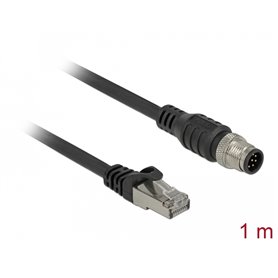 Delock Cable RJ45 plug to M12 plug 8 pin A-coded Cat.5e SFTP 1 m