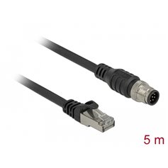 Delock Cable RJ45 plug to M12 plug 8 pin A-coded Cat.5e SFTP 5 m