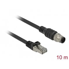 Delock Cable RJ45 plug to M12 plug 8 pin A-coded Cat.5e SFTP 10 m