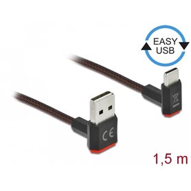 Delock EASY-USB 2.0 Cable Type-A male to USB Type-C™ male angled up / down 1.5 m black