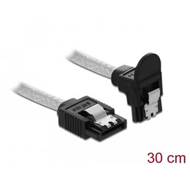 Delock SATA 6 Gb/s Cable straight to downwards angled 30 cm transparent