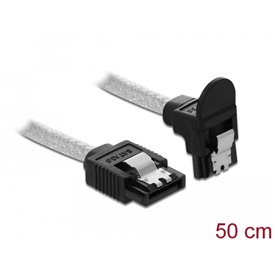 Delock SATA 6 Gb/s Cable straight to downwards angled 50 cm transparent