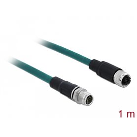 Delock Network cable M12 8 pin X-coded male to female PUR (TPU) 1 m