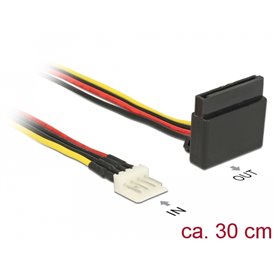 Delock Power Cable SATA 15 pin receptacle > 4 pin floppy male metal 30 cm