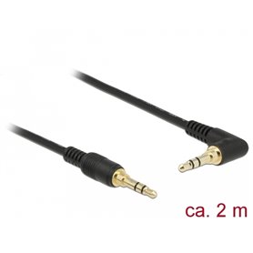 Delock Stereo Jack Cable 3.5 mm 3 pin male  male angled 2 m black
