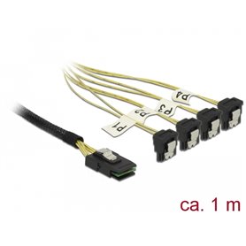 Delock Cable Mini SAS SFF-8087  4 x SATA 7 Pin angled 1 m