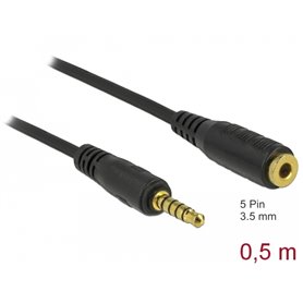 Delock Extension Cable Stereo Jack 3.5 mm 5 pin male to female 0.5 m black