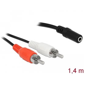 Delock Audio Cable 2 x RCA male to 1 x 3.5 mm 3 pin Stereo Jack 1.4 m
