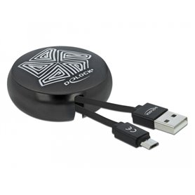 Delock USB 2.0 Retractable Cable Type-A to Micro-B black