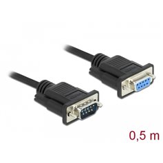 Delock Serial Cable RS-232 D-Sub9 male to female with narrow plug housing 0.5 m