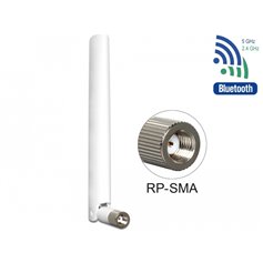 Delock WLAN 802.11 ac/a/b/g/n Antenna RP-SMA plug 2 - 5 dBi omnidirectional with tilt joint white