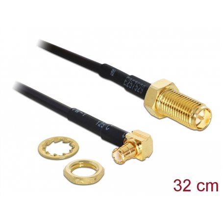 Delock Antenna Cable RP-SMA Jack Bulkhead > MCX 90° Plug 320 mm