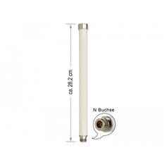 Delock WLAN 802.11 ac/a/h/b/g/n Antenna N jack 6 - 8 dBi 28 cm omnidirectional fixed outdoor white