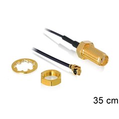 Delock Antenna Cable SMA jack bulkhead to MHF® I plug 1.37 35 cm thread length 10 mm