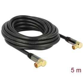 Delock Antenna Cable IEC Plug Angled > IEC Jack Angled RG-6/U 5 m black