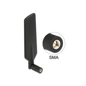 Delock LTE Antenna SMA plug 0.5 - 3 dBi omnidirectional rotatable with tilt joint black
