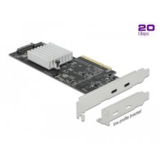 Delock PCI Express x8 Card to 2 x external SuperSpeed USB 20 Gbps (USB 3.2 Gen 2x2) USB Type-C™ female - Low Profile Form Factor