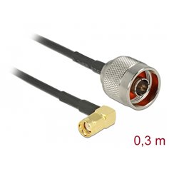 Delock Antenna cable N Plug  RP-SMA Plug 90° RG-174 0.3 m
