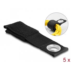 Delock Heavy-duty Hook-and-loop strap with fastening eye L 260 x W 38 mm black 5 pieces
