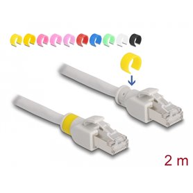Delock Network cable RJ45 Cat.6A S/FTP with colored clips 2 m