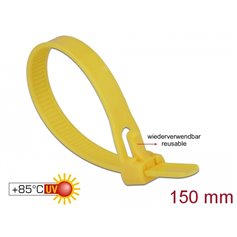 Delock Cable ties reusable heat-resistant L 150 x W 7.5 mm 100 pieces yellow
