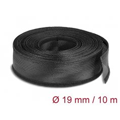 Delock Braided Sleeving with Hook-and-Loop Fastener 10 m x 19 mm black