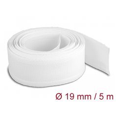 Delock Braided Sleeve with Hook-and-Loop Fastener 5 m x 19 mm white