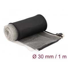 Delock EMI Shielding braided sleeve with zip heat resistant 1 m x 30 mm black