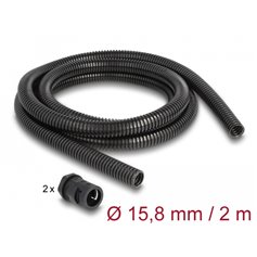 Delock Cable protection sleeve 2 m x 15.8 mm with PG11 conduit fitting set black