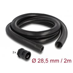 Delock Cable protection sleeve 2 m x 28.5 mm with PG21 conduit fitting set black
