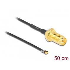 Delock Antenna Cable RP-SMA jack bulkhead to MHF® 4L LK plug 1.37 50 cm thread length 10 mm