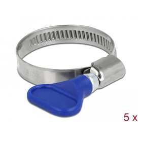 Delock Butterfly Hose Clamp stainless steel 400 SS 25 - 40 mm 5 pieces blue