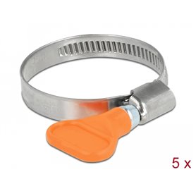 Delock Butterfly Hose Clamp stainless steel 400 SS 30 - 45 mm 5 pieces orange
