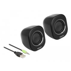 Delock Mini Stereo PC Speaker with 3.5 mm stereo jack male and USB powered