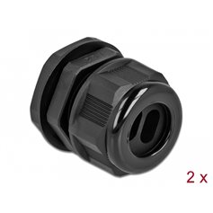 Delock Cable Gland PG21 for flat cable with two cable entries black 2 pieces
