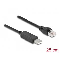 Delock Serial Connection Cable with FTDI chipset, USB 2.0 Type-A male to RS-232 RJ45 male 25 cm black