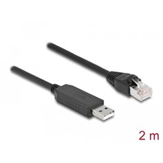Delock Serial Connection Cable with FTDI chipset, USB 2.0 Type-A male to RS-232 RJ45 male 2 m black