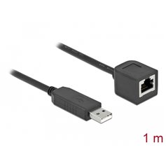 Delock Serial Connection Cable with FTDI chipset, USB 2.0 Type-A male to RS-232 RJ45 female 1 m black