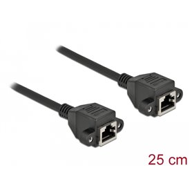 Delock Network Extension Cable S/FTP RJ45 jack to RJ45 jack Cat.6A 25 cm black