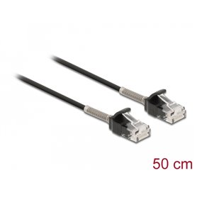 Delock Cable RJ45 plug to RJ45 plug with bend protection Cat.6A 50 cm black